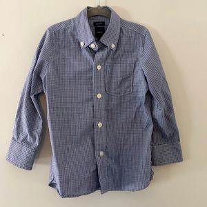 Boys woven collared shirt. Navy, blue & white micro gingham. NWOT XS.